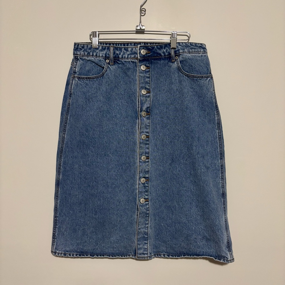 Old Navy Button Down Blue Denim Skirt | Womens Sz 10